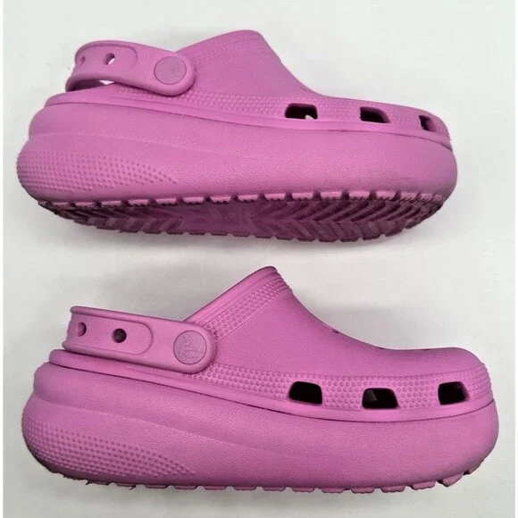Crocs Mega Crush Clogs Juniors 1 J1 Platform Pink Wedge Kids Youth Slip On - Picture 7 of 13